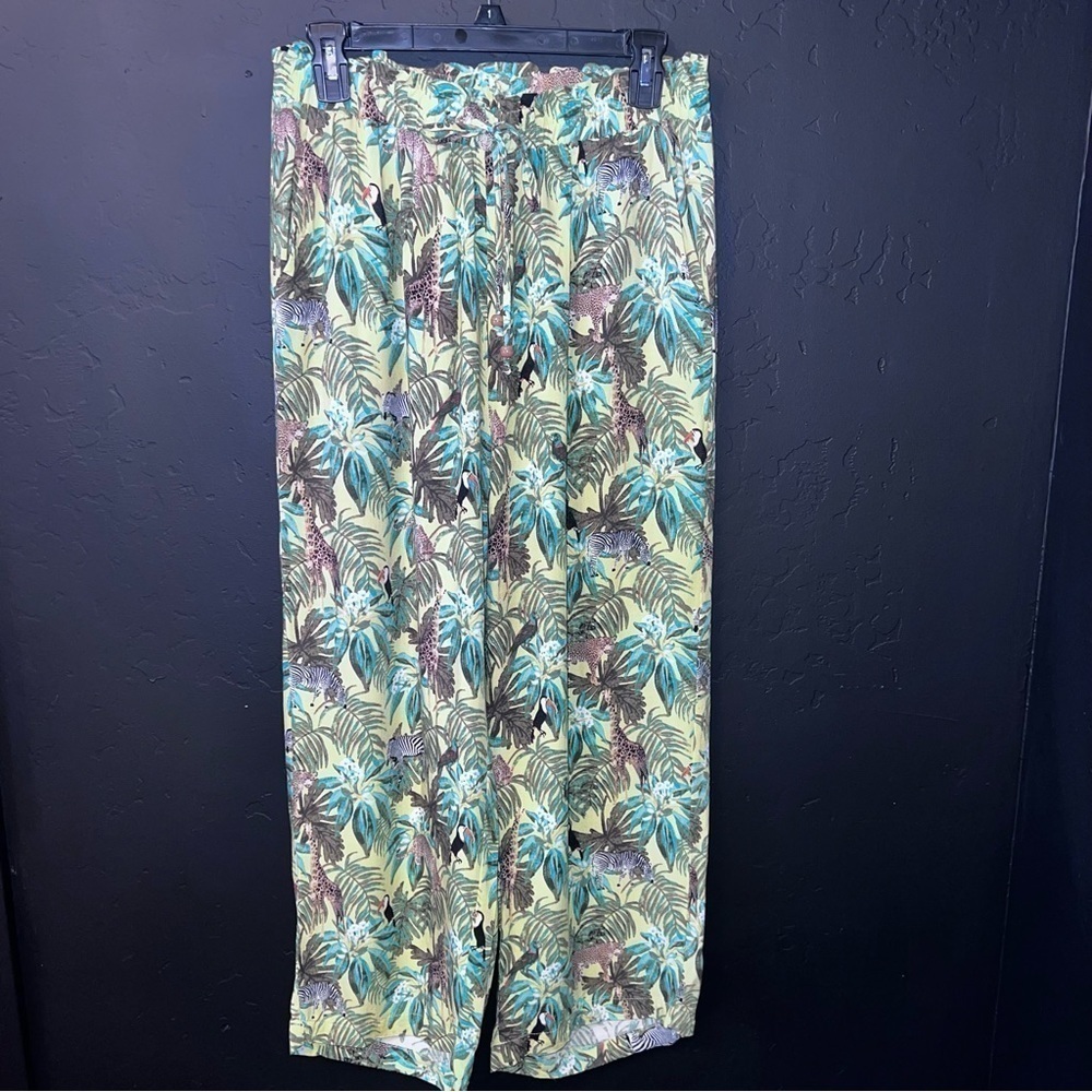 JANE + DELANCEY Women set Green Jungle Print Button Down Shirt XL Animals Zebra - Picture 10 of 17